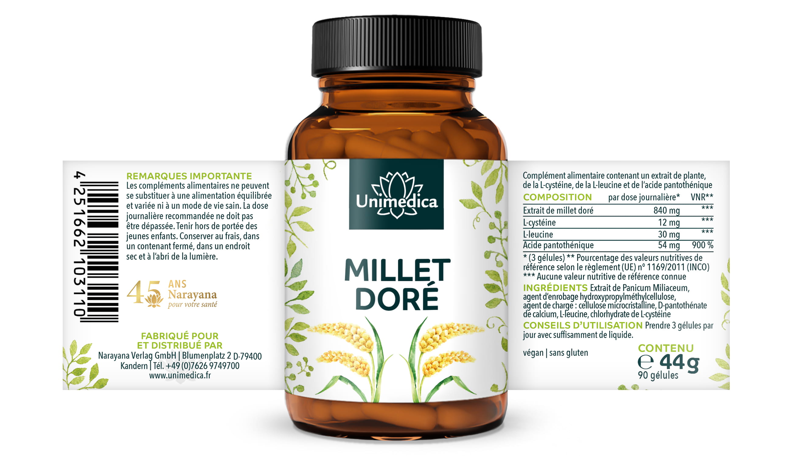 Lot de 2: Extrait de millet doré - 2 x 90 gélules - par Unimedica