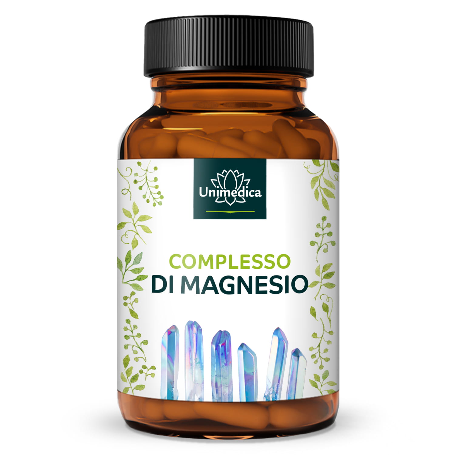 Complesso di magnesio - 417 mg di magnesio elementare per dose giornaliera (2 capsule) - 180 capsule - di Unimedica