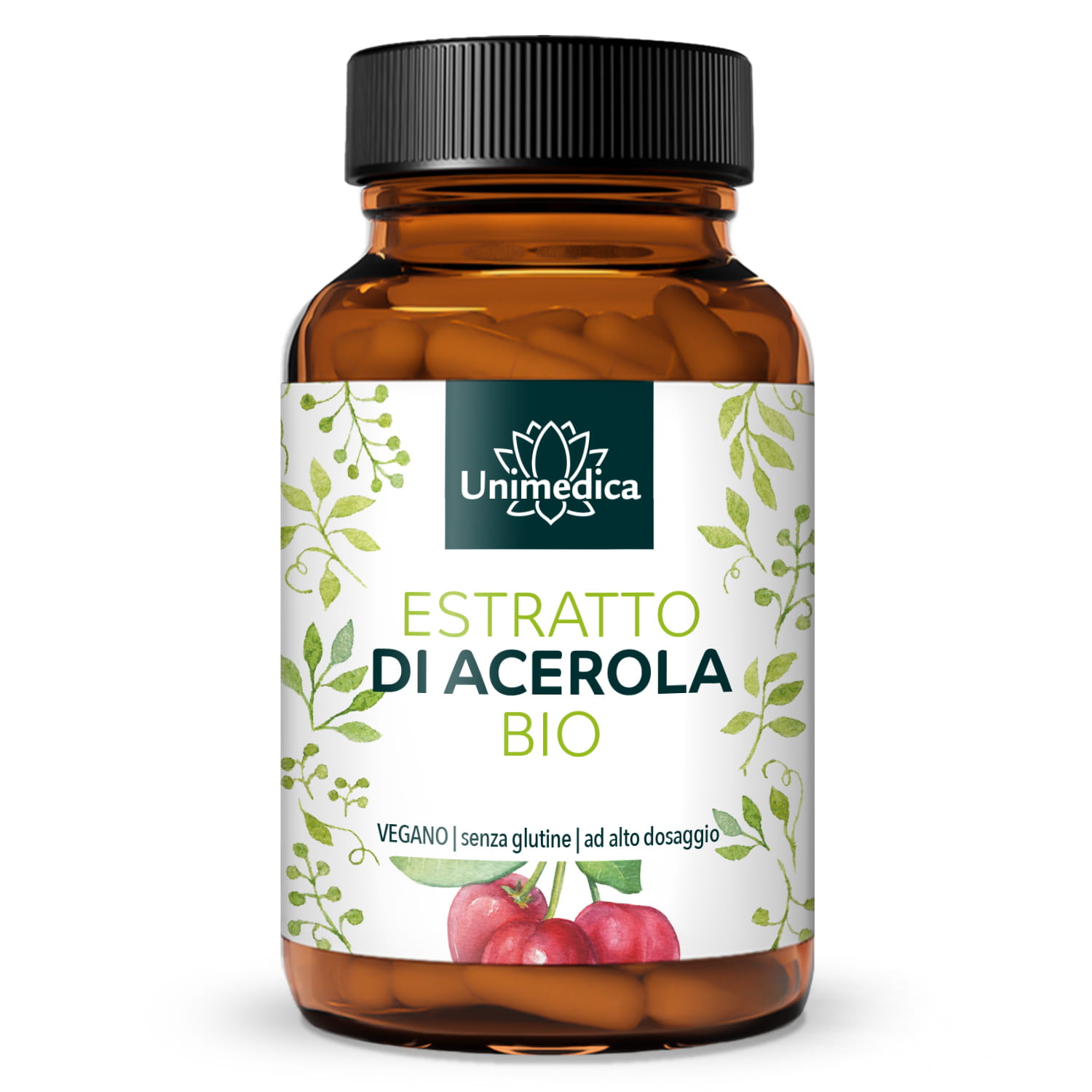 Vitamina C naturale - Estratto di acerola biologica - di cui 160 mg di vitamina C - 180 capsule - di Unimedica