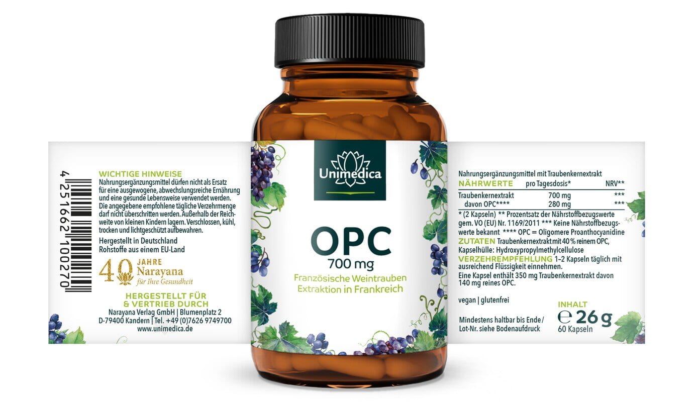 OPC - 280 mg pro Tagesdosis (2 Kapseln) - 60 Kapseln - von Unimedica - Topangebot