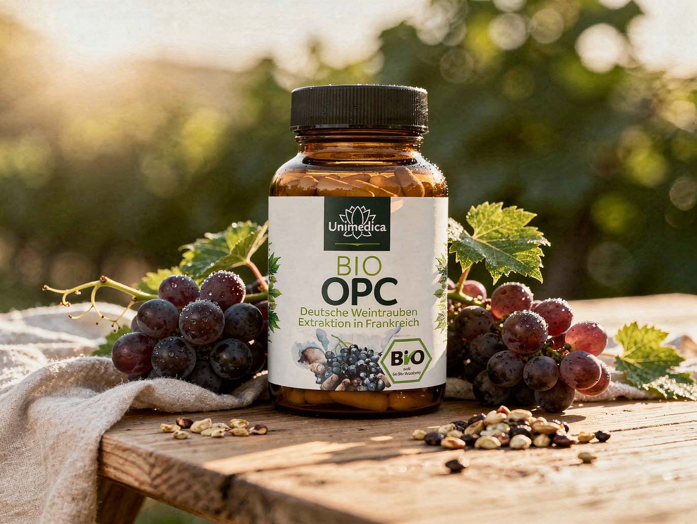 Organic OPC - with 30% pure OPC - 300 mg OPC per daily dose (2 capsules) - 60 capsules - from Unimedica