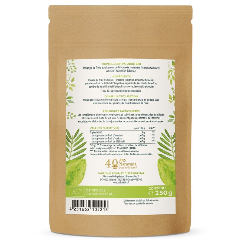 Triphala en poudre BIO - Ayurveda - 250 g - par Unimedica