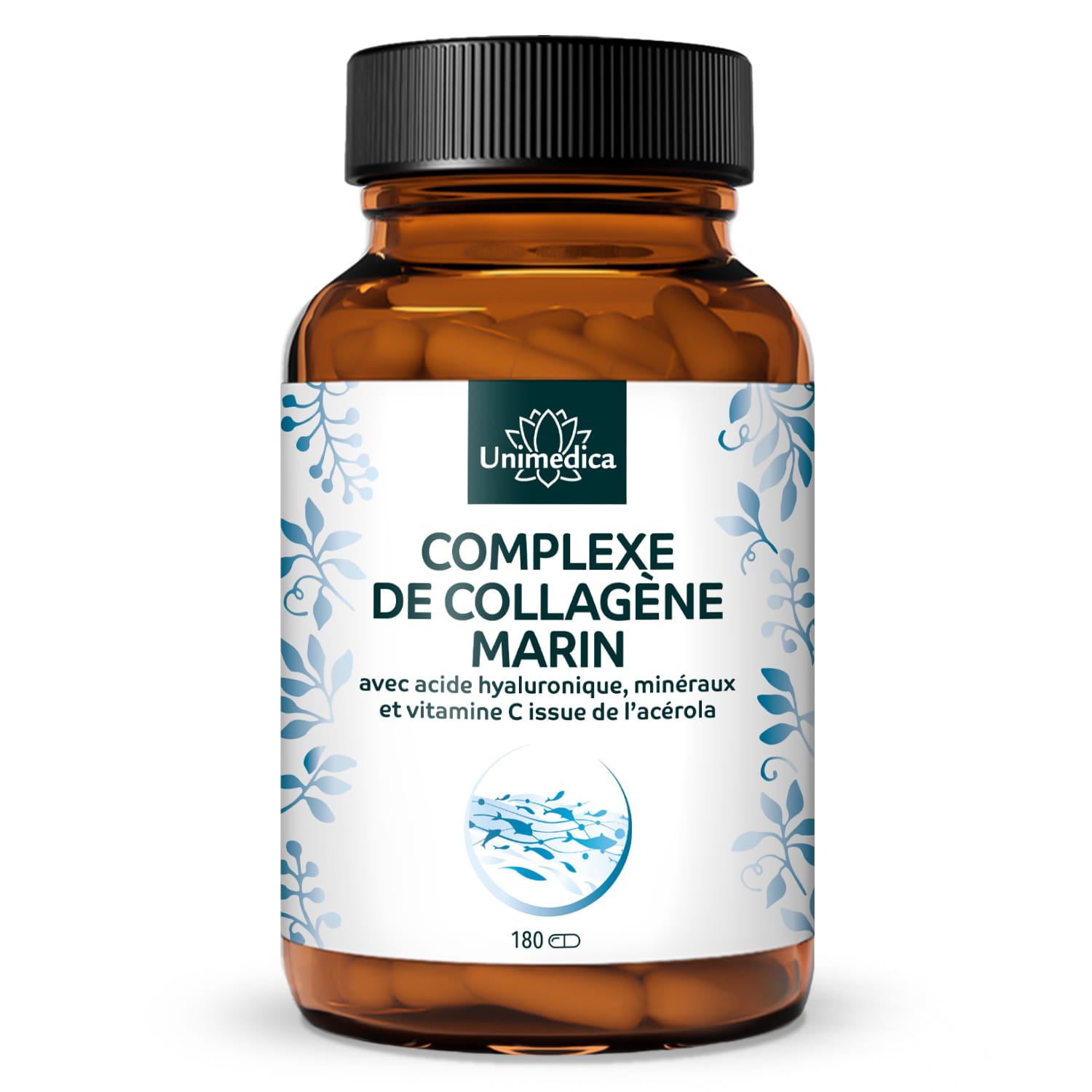 Complexe collagène marin - avec hyaluron, vitamines et minéraux - 180 gélules