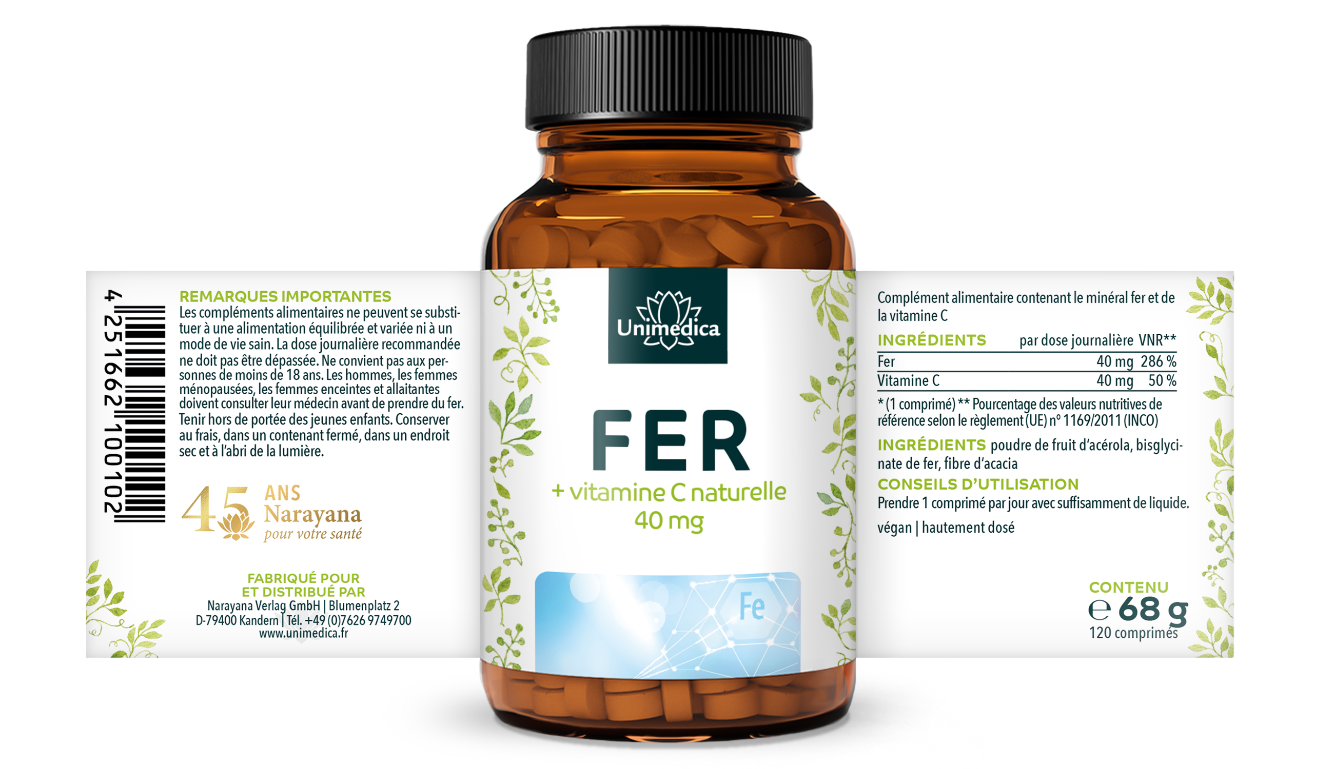 Confezione risparmio: Completo vegano - bisglicinato di ferro 40 mg con vitamina C 40 mg e vitamina B12 con folato - 180 compresse e gocce di olio di alghe vegane Omega-3 con DHA, EPA e DPA - 50 ml - di Unimedica