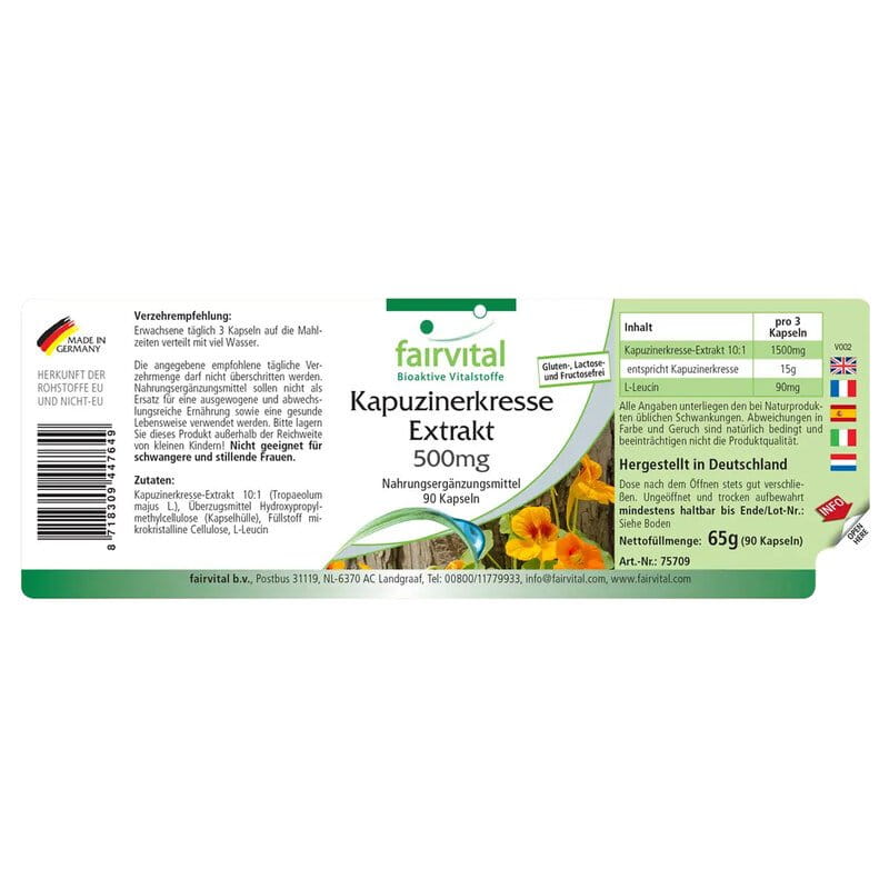 Kapuzinerkresse-Extrakt 500mg - 90 Kapseln