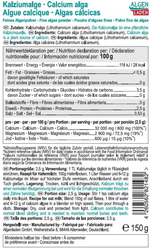 Kalziumalge Pulver - Algenladen - 150 g