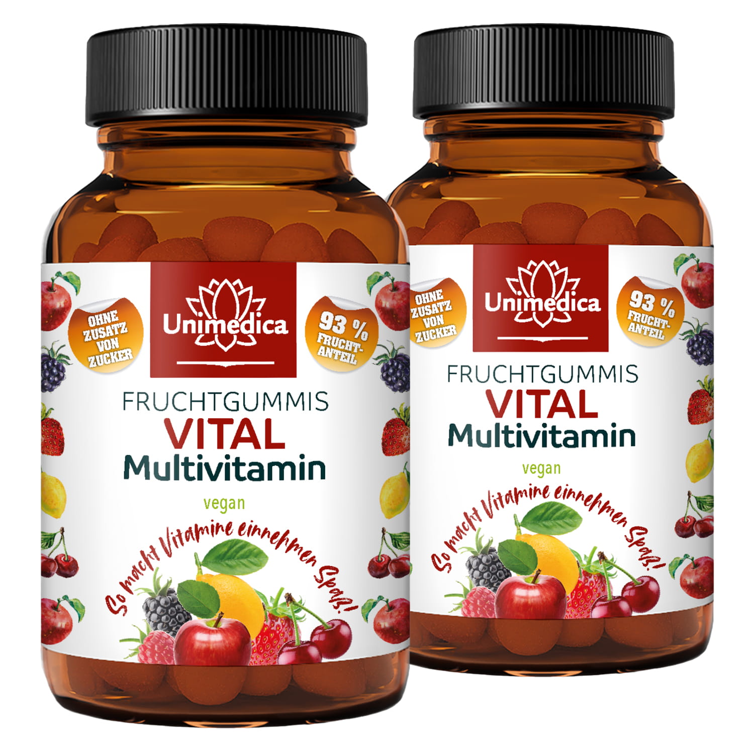 2er-Sparset: Vital - Multivitamin - Fruchtgummis - vegan - 2 x 60 Gummis - von Unimedica