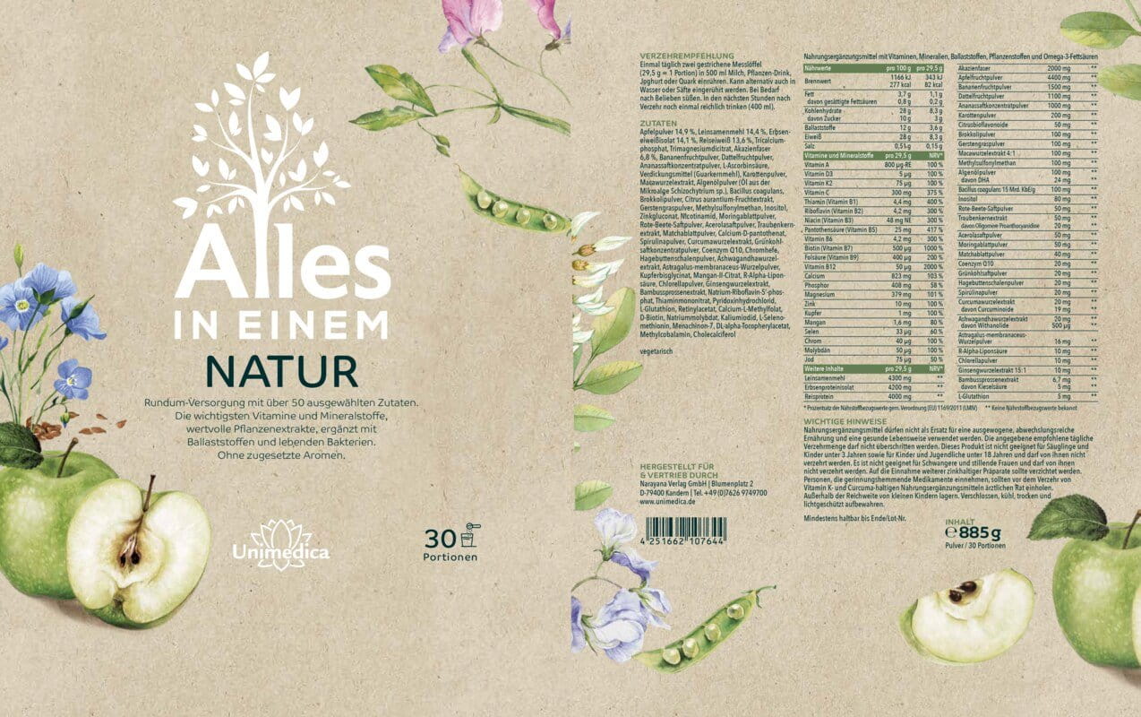 Kennenlernset: ALLES IN EINEM Natur & Green - All-in-One-Drink - 2 x 30 Portionen - Pulver - von Unimedica
