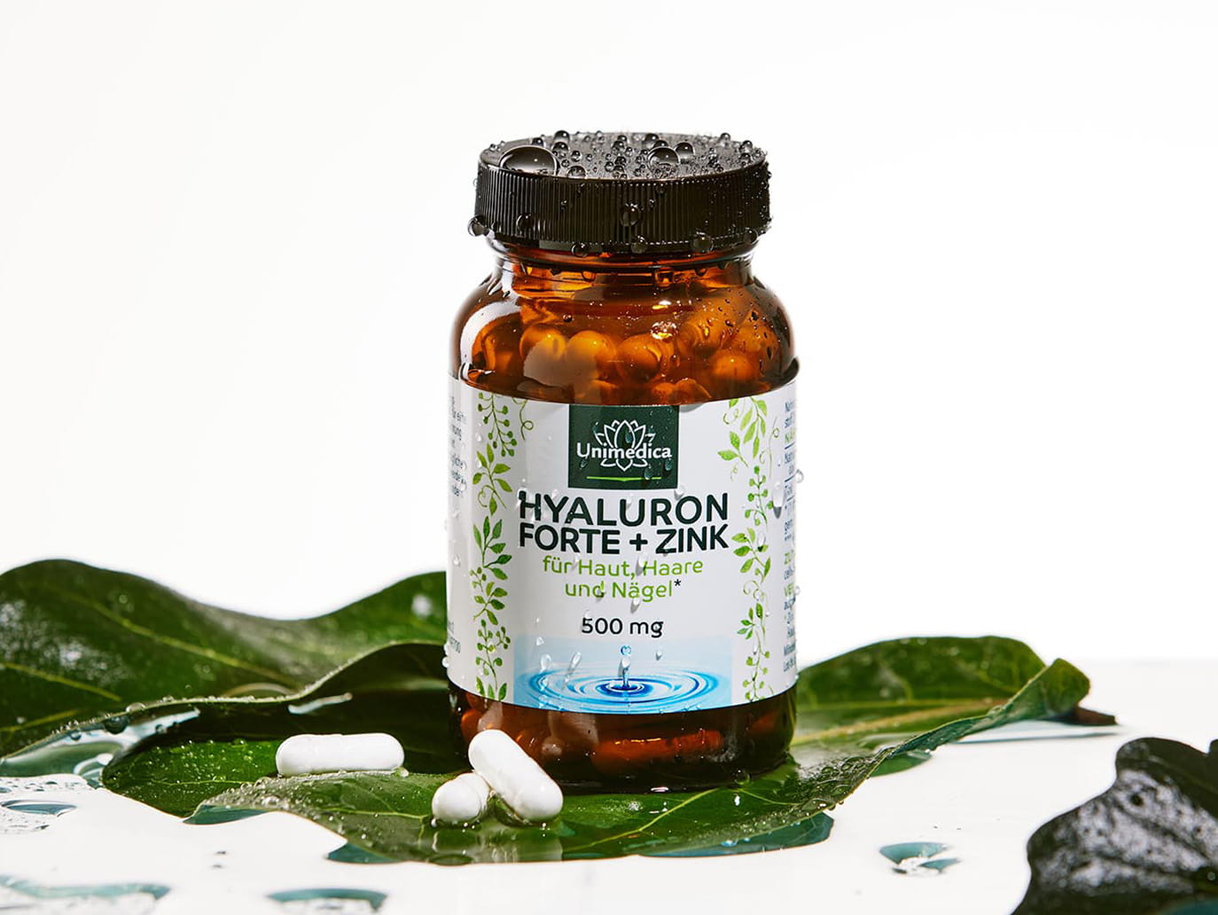 Hyaluron forte - with zinc for skin, hair and nails* - 500 mg hyaluron per daily dose (1 capsule) - high-dose - 90 capsules - from Unimedica