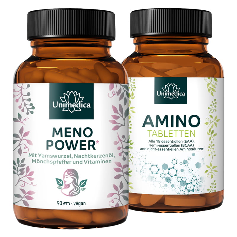 Set: Menopower + Amino - 90 Kapseln + 500 Tabletten - von Unimedica