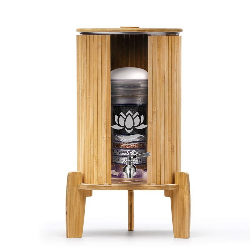 Lotus FONTANA® Bambus 8 l - KAITO - Glas-Wasserspender mit Filter - KLARGLAS