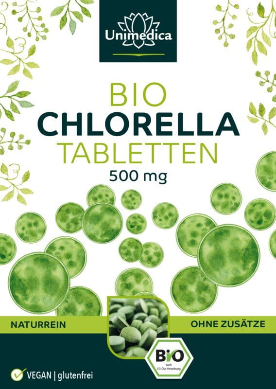 2er-Sparset: Bio Chlorella - 2 x 500 Tabletten mit je 500 mg reinem Chlorella Pulver -  laborgeprüft und naturrein - von Unimedica