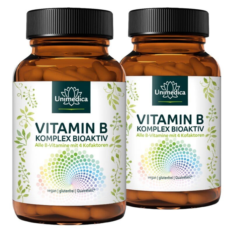 Set: Vitamin B Complex - bioactive  with 4 co-factors - high-dose - 2 x 180 capsules - byUnimedica