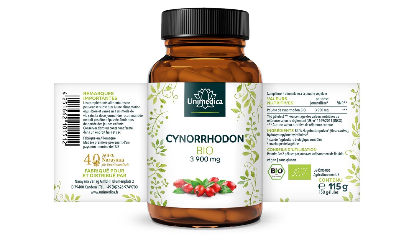 Cynorrhodon BIO - 3900 mg - 150 gélules - Unimedica