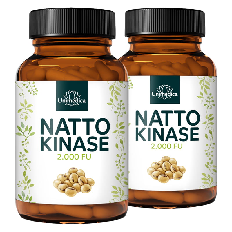 2er-Sparset: Nattokinase - 100 mg / 2000 FU pro Tagesdosis (1 Kapsel) - 180 Kapseln - von Unimedica