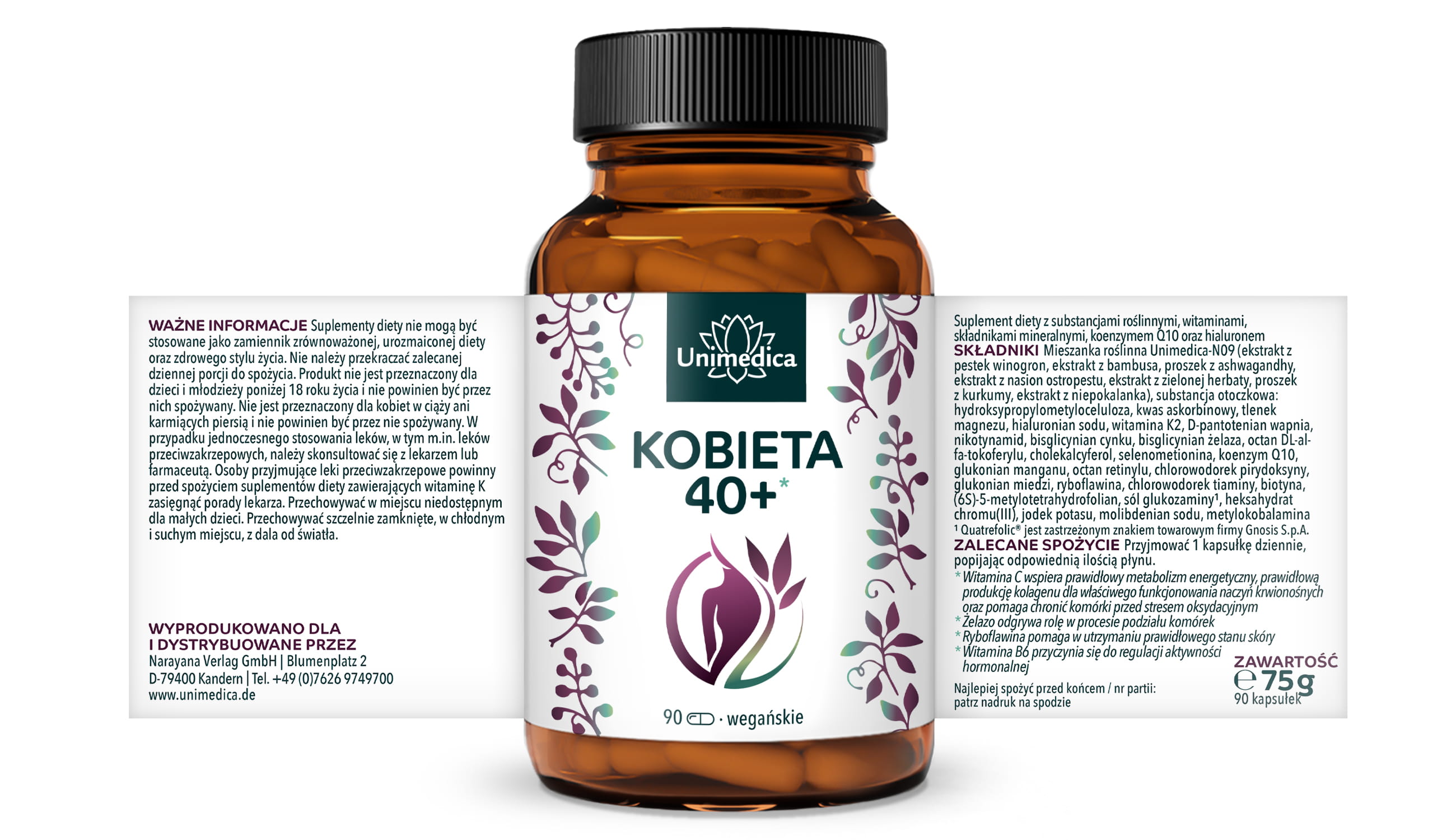 Dla kobiet 40+* - kompleks z koenzymem Q10, kwasem hialuronowym i OPC - 90 kapsułek - od Unimedica