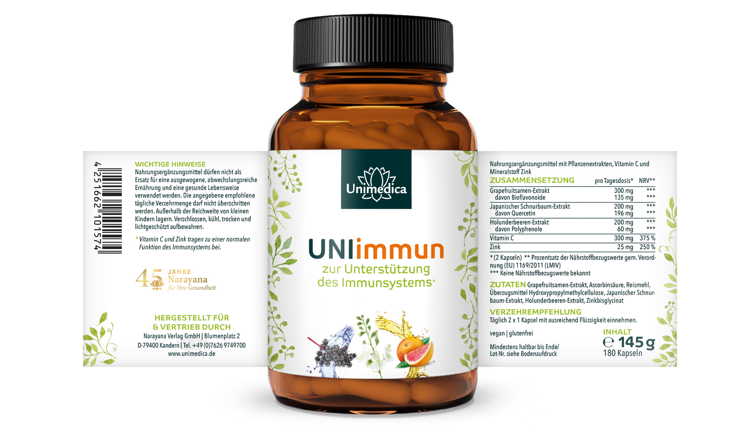 Sparset: Vitamin DEKA Tropfen + UNIimmun + Darmflorin mit Calcium - 50 ml + 180 Kapseln + 180 Kapseln - von Unimedica