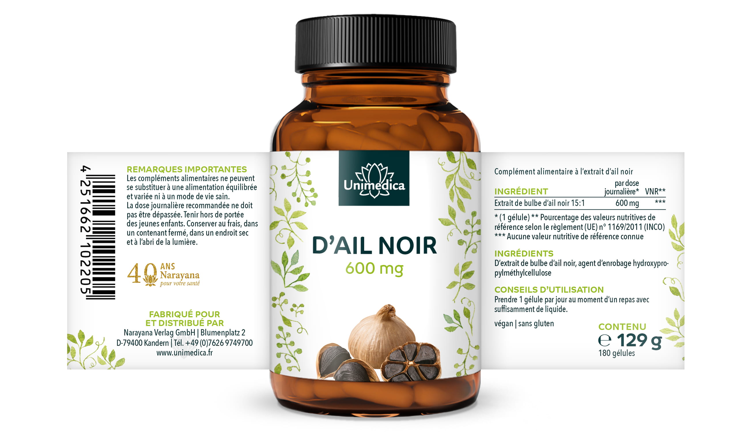 Ail noir - 600 mg - par Unimedica