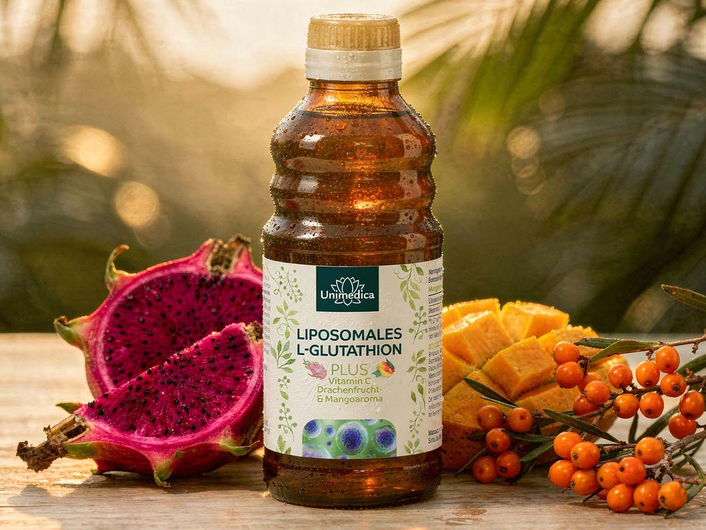 Liposomales L-Glutathion PLUS Vitamin C, Drachenfrucht- und Mangoaroma - 250 ml - von Unimedica, Nahrungsergnzungsmittel mit L-Glutathion, Drachenfrucht- und Mangoaroma - Narayana Verlag Liposomales L-Glutathion PLUS Vitamin C, Drachenfrucht- und Mangoaroma - 250 ml - von Unimedica, Nahrungsergnzungsmittel mit L-Glutathion, Drachenfrucht- und Mangoaroma - Narayana Verlag