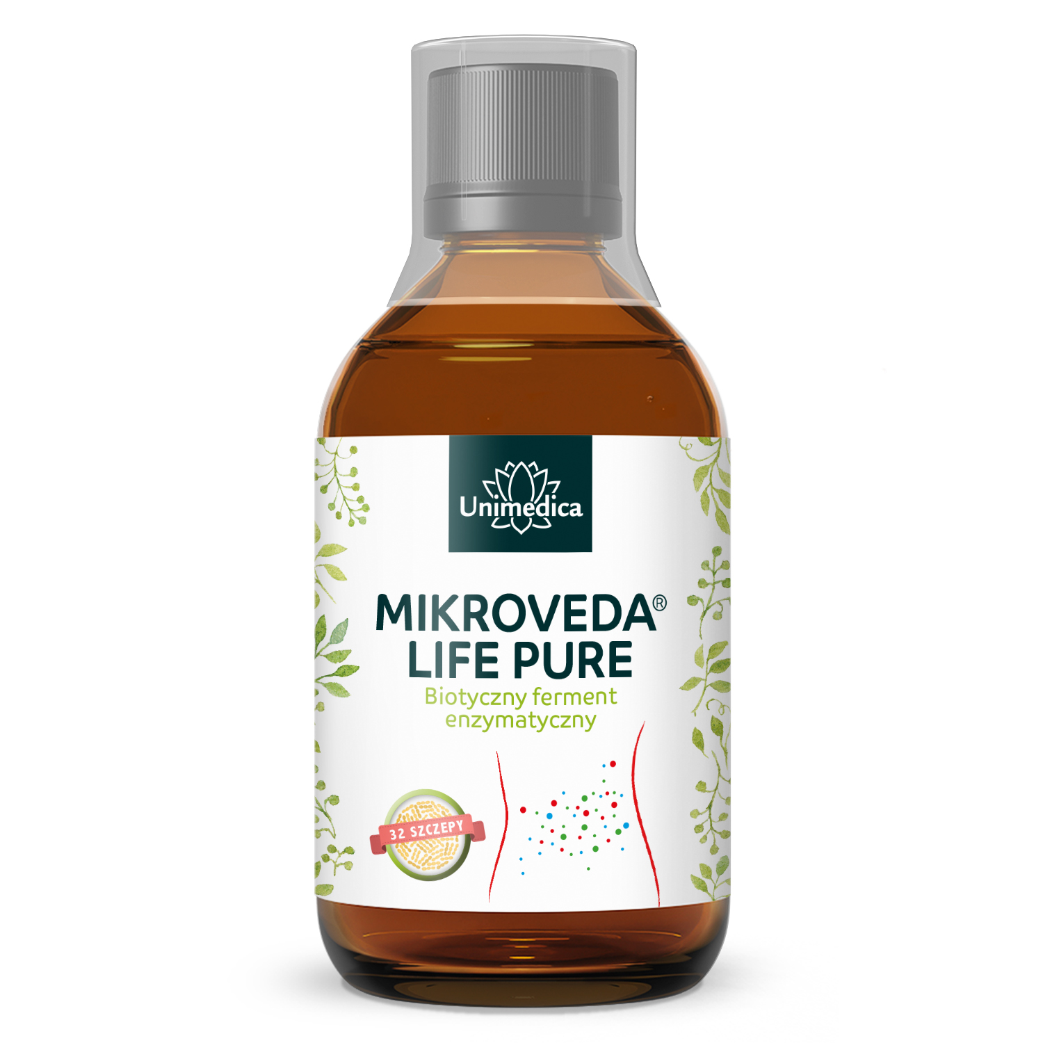 MikroVeda (R) Life Pure - Biotyczny ferment enzymatyczny - jakość BIO - 32 szczepy bakterii - żywy kompleks mikroorganizmów - naturalnie symbiotyczny - 500 ml