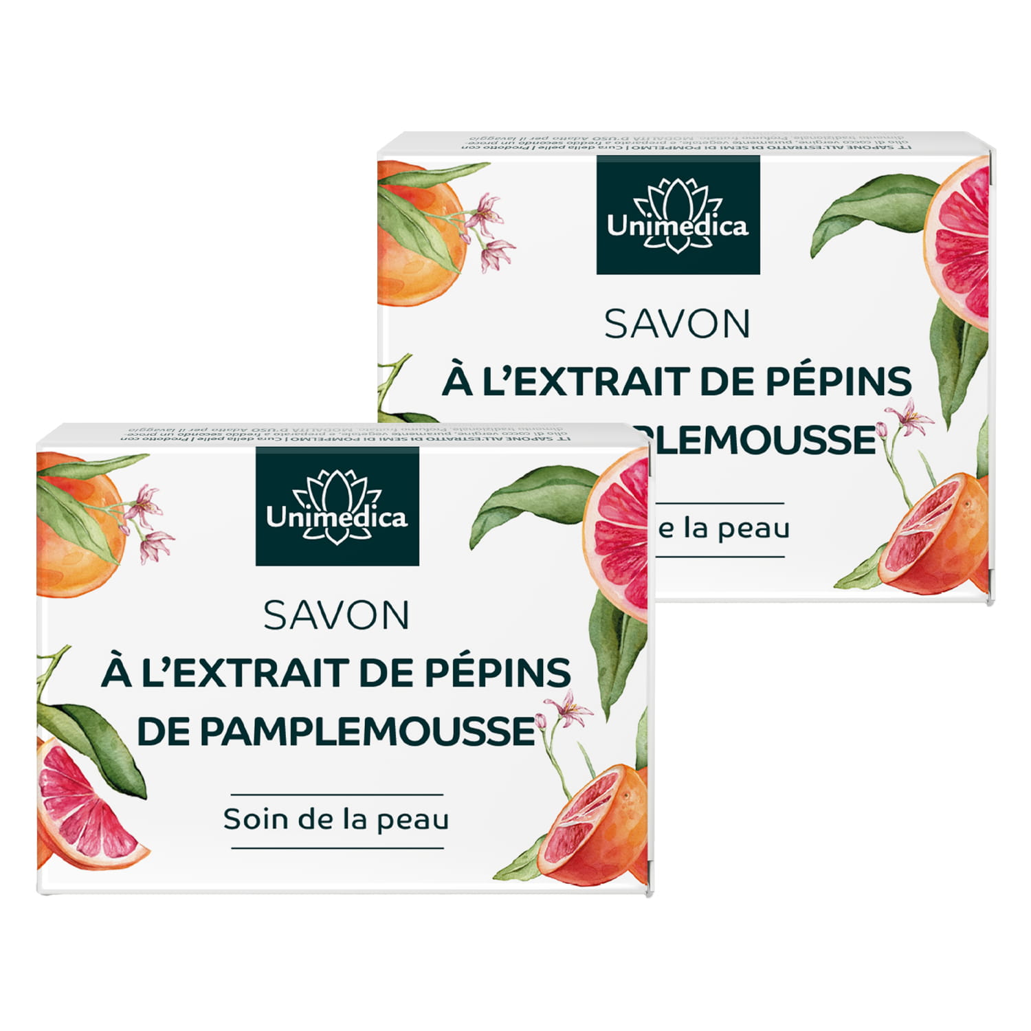 Lot de 2: Savon aux pépins de pamplemousse - savon de coco à l'extrait de pépins de pamplemousse  entièrement naturel et saponifié à froid - 2 x 100 g - par Unimedica