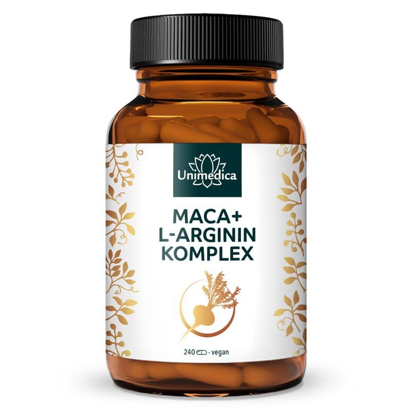 Maca + L-Arginin Komplex - hochdosiert - 240 Kapseln - von Unimedica