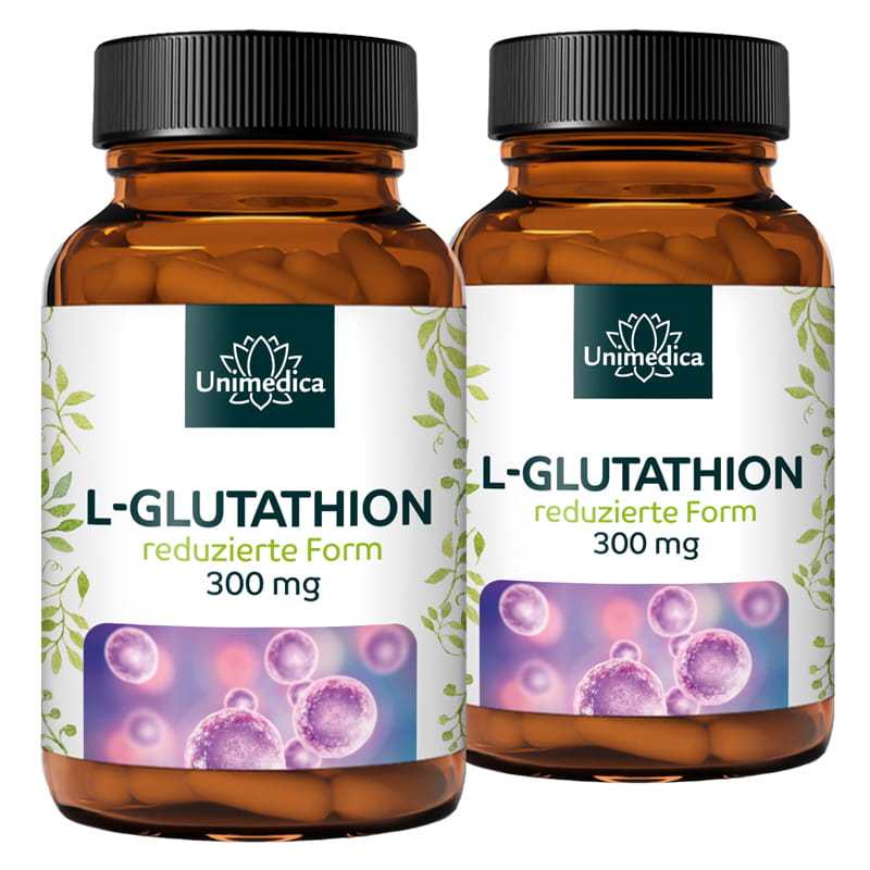 2er-Sparset: L-Glutathion - reduzierte Form aus natürlicher Fermentation - 300 mg pro Tagesdosis (1 Kapsel) - 2 x 60 Kapseln
