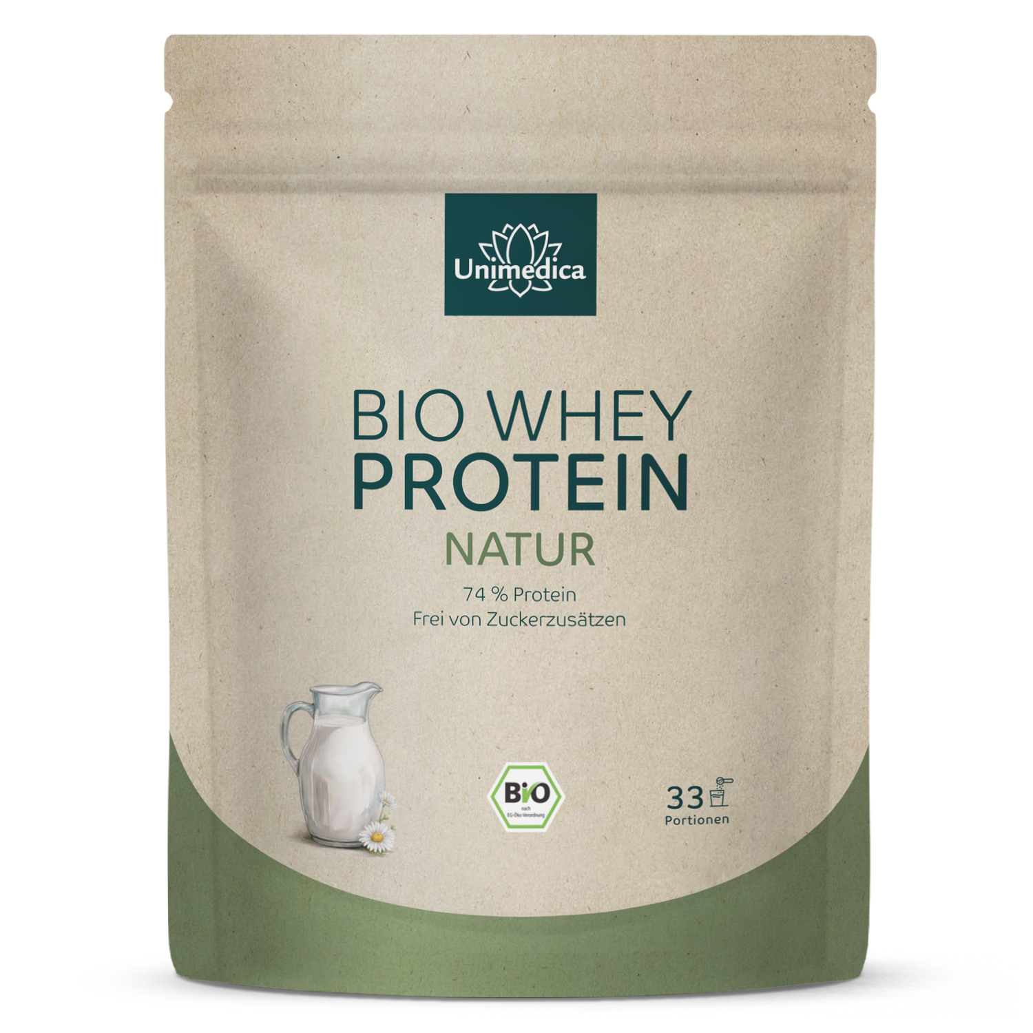 Bio Whey Protein - Natur - 76 % Protein - 1 kg - von Unimedica