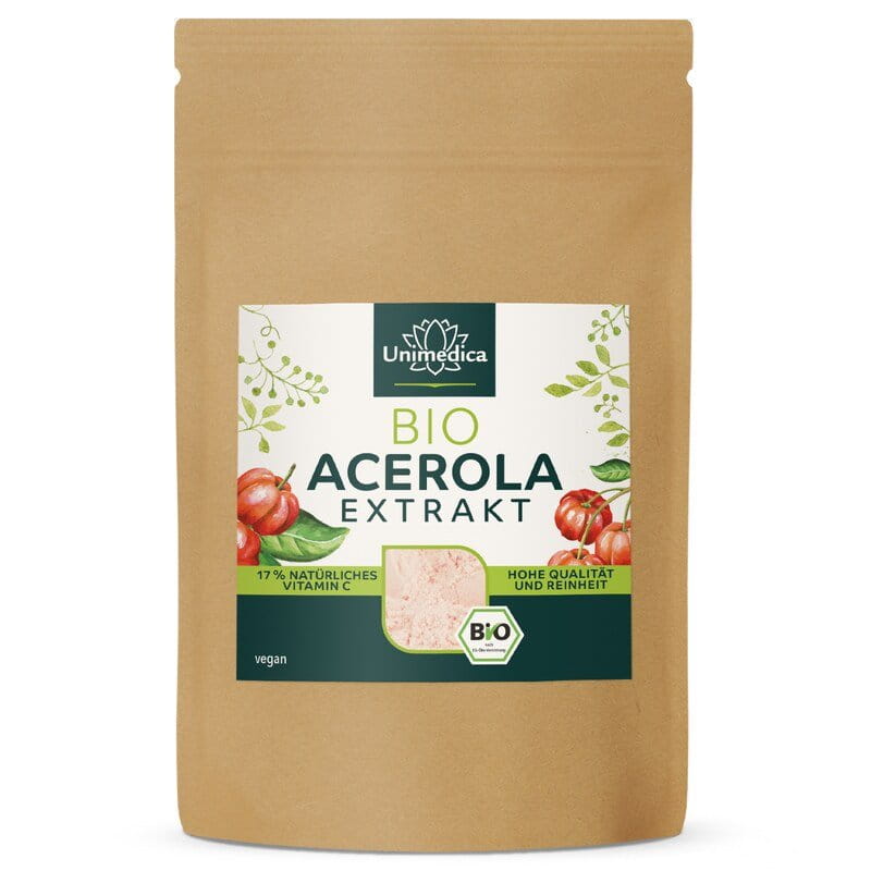 Poudre d'acérola bio -17% de vitamine C naturelle issue de la cerise acérola - 200 g - Unimedica