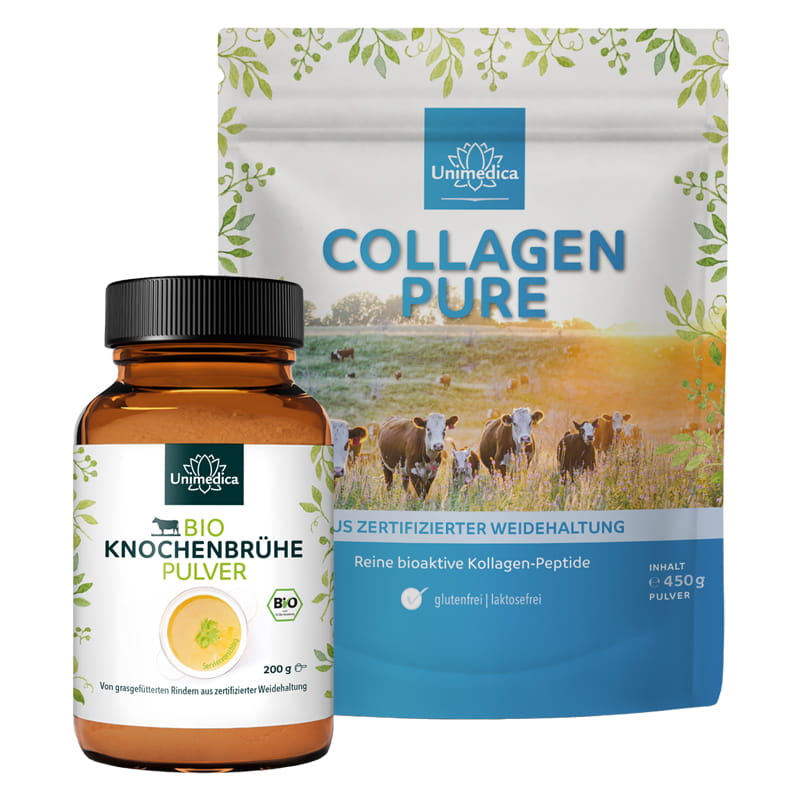 Set: Collagen Pure + Bio Knochenbrühe - 450 g + 200 g Pulver - von Unimedica