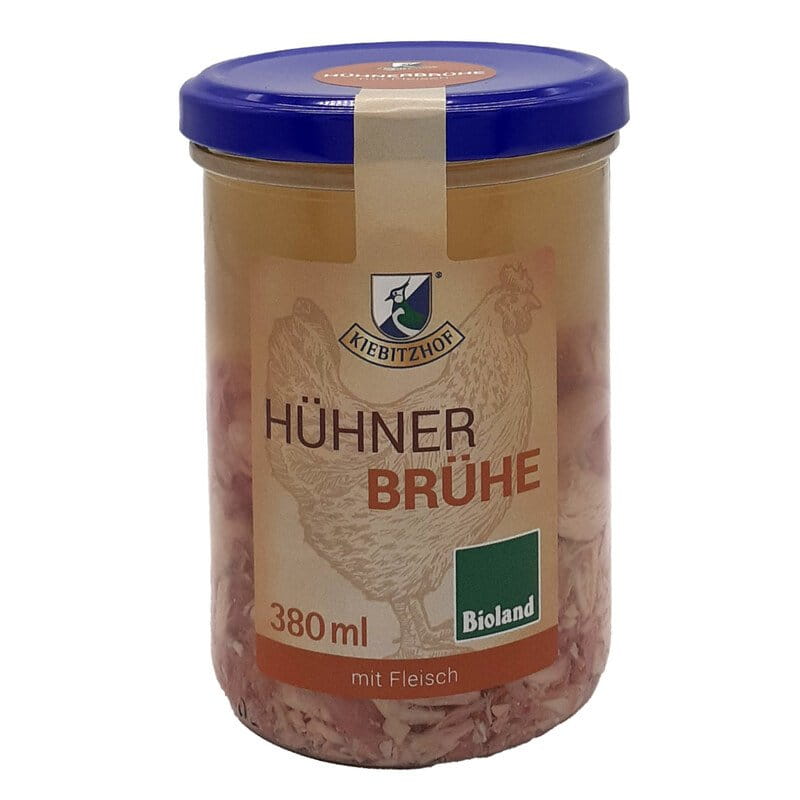 Hühnerbrühe mit Fleisch Bio - Kiebitzhof - 380 ml