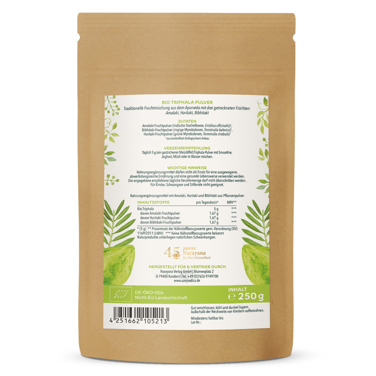 2er-Sparset: Bio Triphala Pulver - Ayurveda - 2 x 250 g - von Unimedica