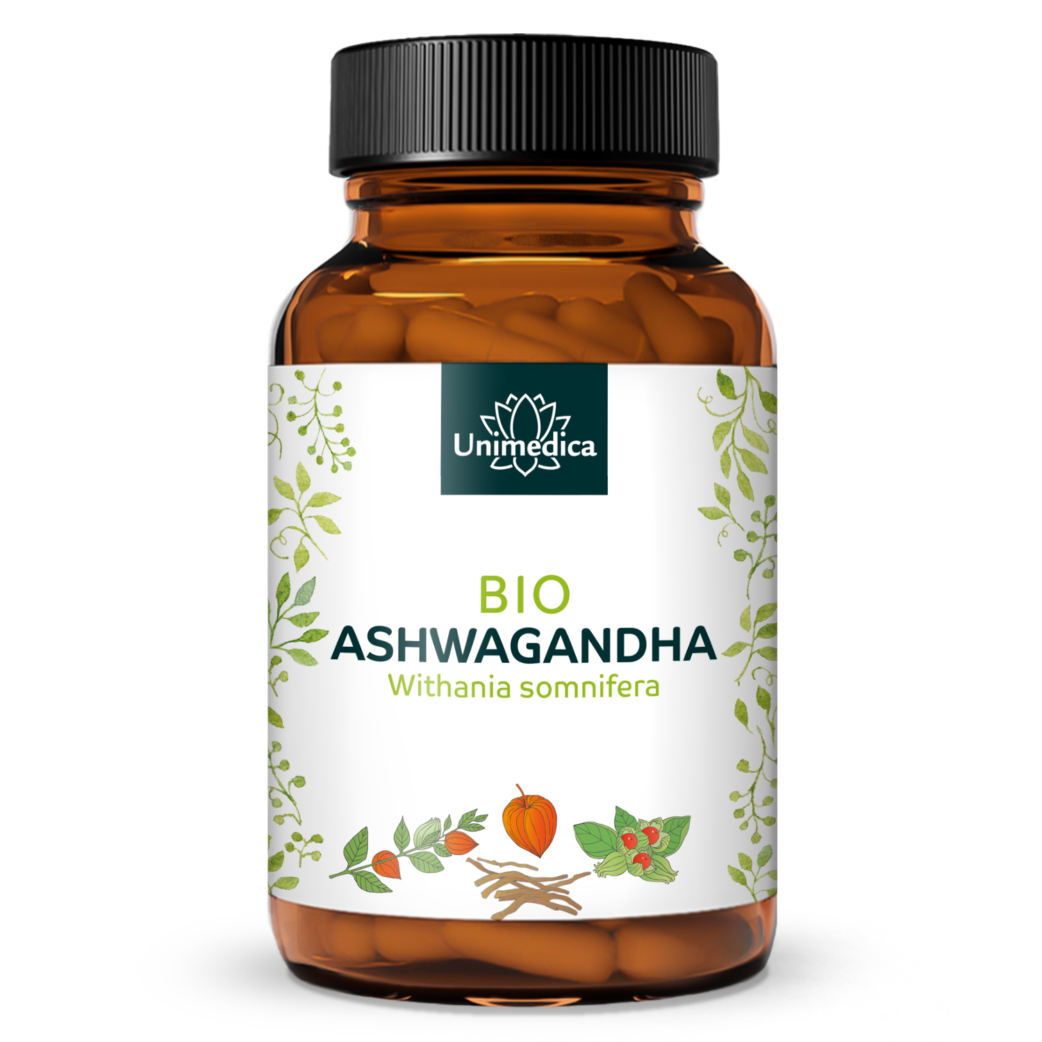 Ashwagandha BIO  1 800 mg par dose journalière (3 gélules)  hautement dosé - 180 gélules - par Unimedica