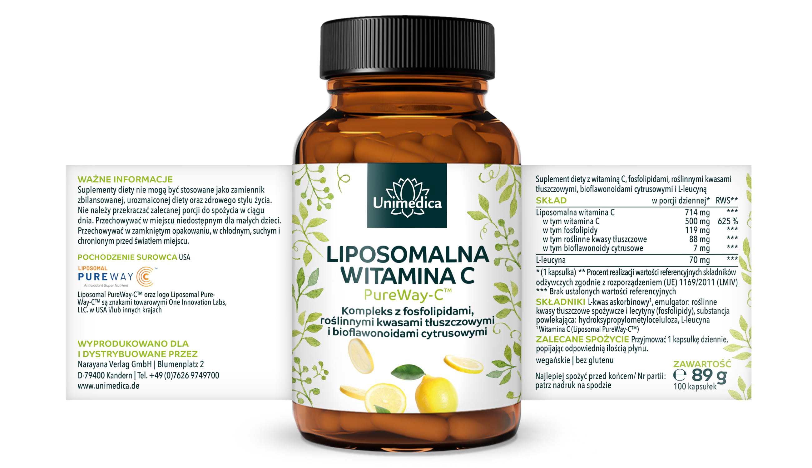 Liposomalna witamina C - PureWay-C™ - 500 mg witaminy C w dawce dziennej (1 kapsułka) - 100 kapsułek - od Unimedica