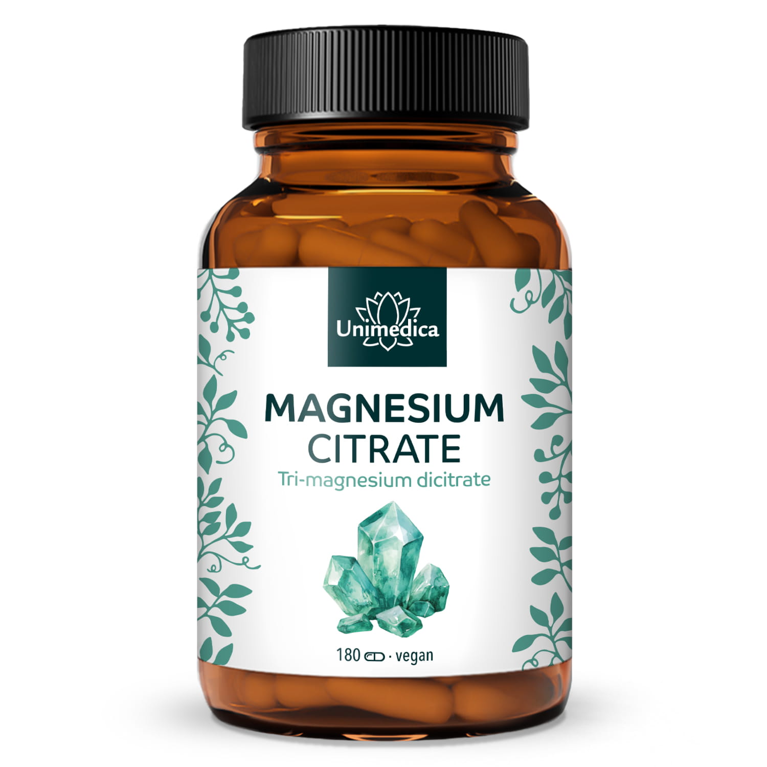 Magnesium citrate – tri-magnesium dicitrate – 360 mg elemental magnesium per daily dose (3 capsules) – 180 capsules