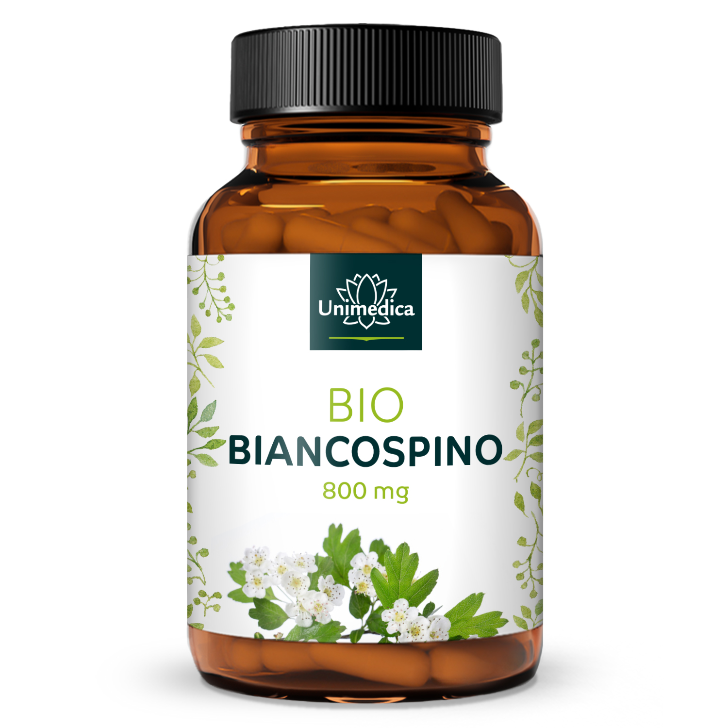Biancospino biologico - 800 mg per dose giornaliera (2 capsule) - 200 capsule - di Unimedica