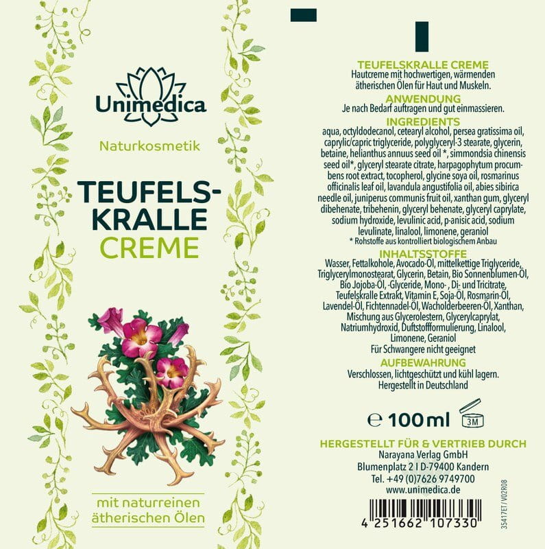 Teufelskralle Creme - mit 100 % naturreinen ätherischen Ölen - 100 ml - von Unimedica