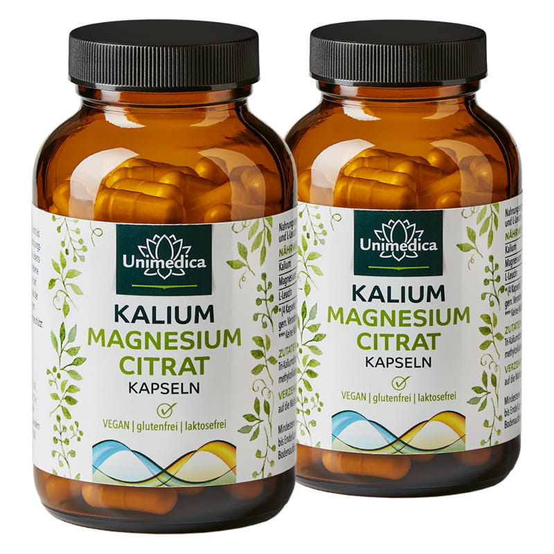 2er-Sparset: Magnesium Kalium Citrat - 900 mg Kalium und 240 mg Magnesium pro Tagesdosis (4 Kapseln) - 2 x 120 Kapseln - von Unimedica
