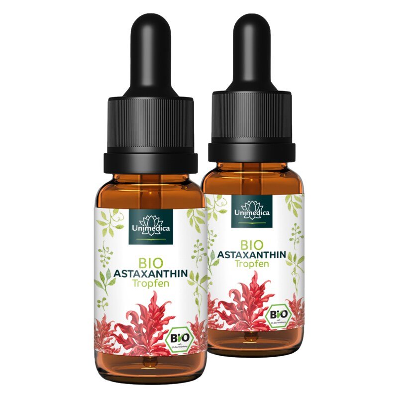 Set: Organic Astaxanthin Drops - 4 mg per daily dose - 2 x 30 ml - from Unimedica