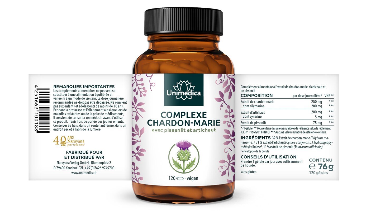 Lot de 2: chardon-Marie - 2 x 120 gélules - Unimedica