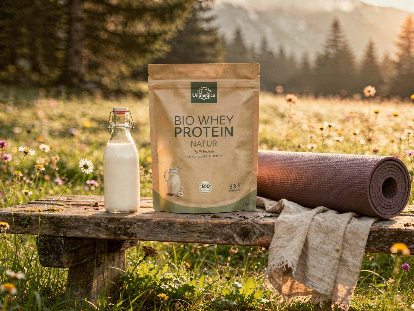 Organic Whey Protein - Natural - 76 % protein - 1 kg - from Unimedica
