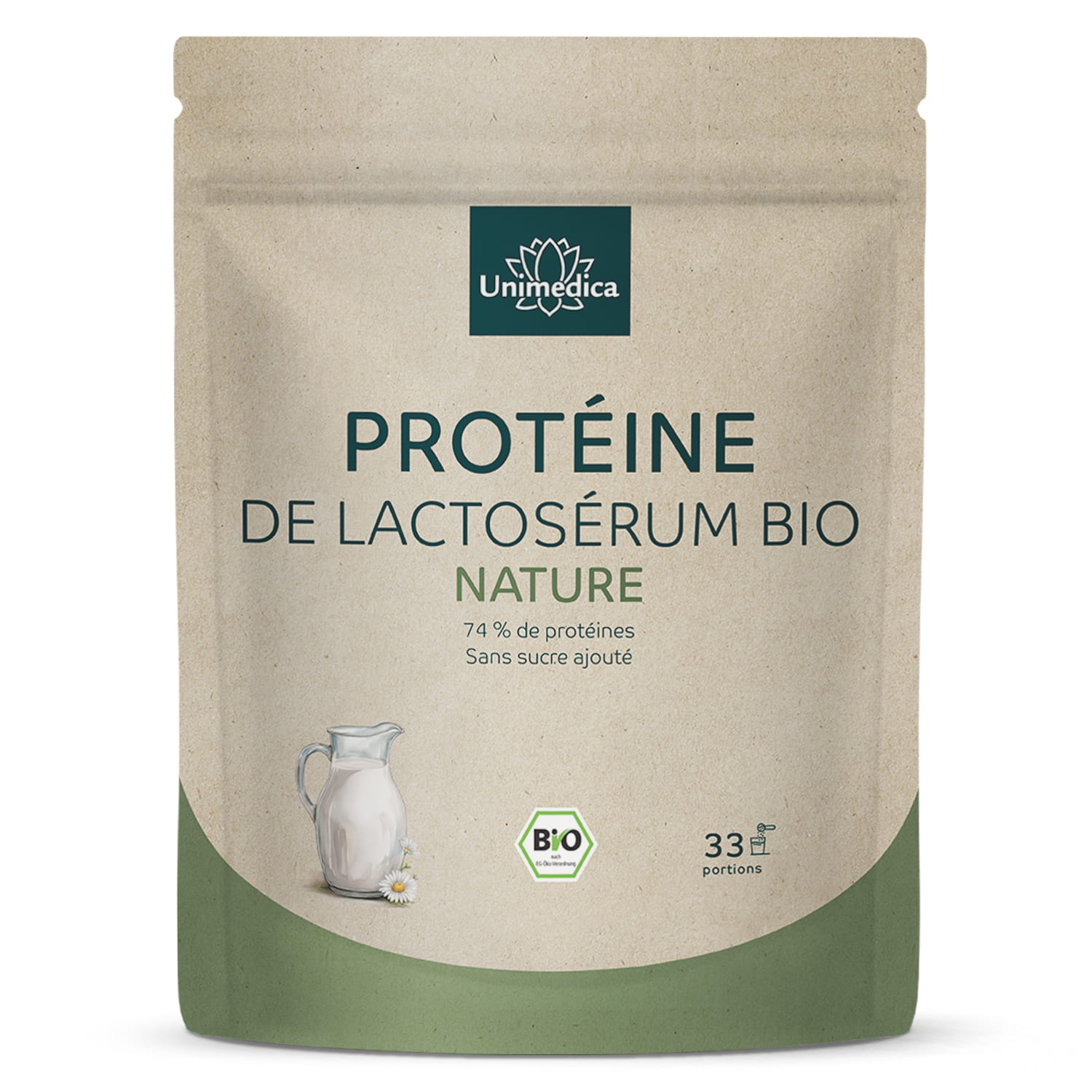 Protéine de lactosérum BIO - nature - 74 % de protéines - 1 kg