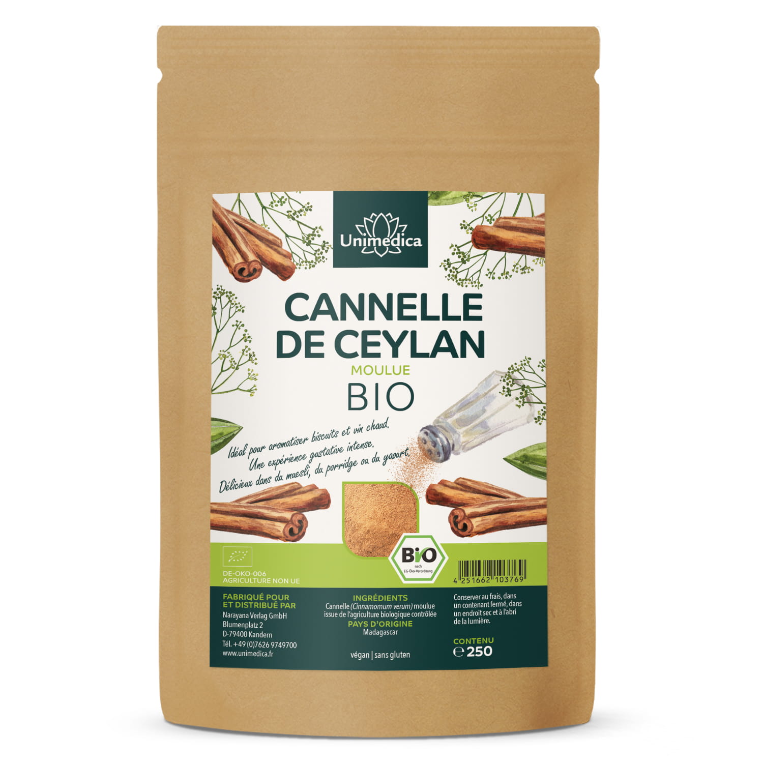 Cannelle de Ceylan bio - moulue - 250 g