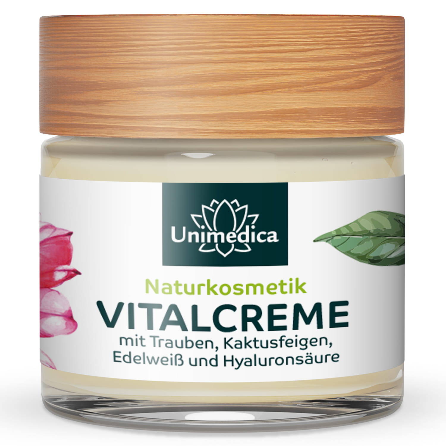 Vitalcreme mit Trauben, Kaktusfeigen, Edelweiß und Hyaluronsäure - 24h Gesichtscreme - 50 ml - von Unimedica