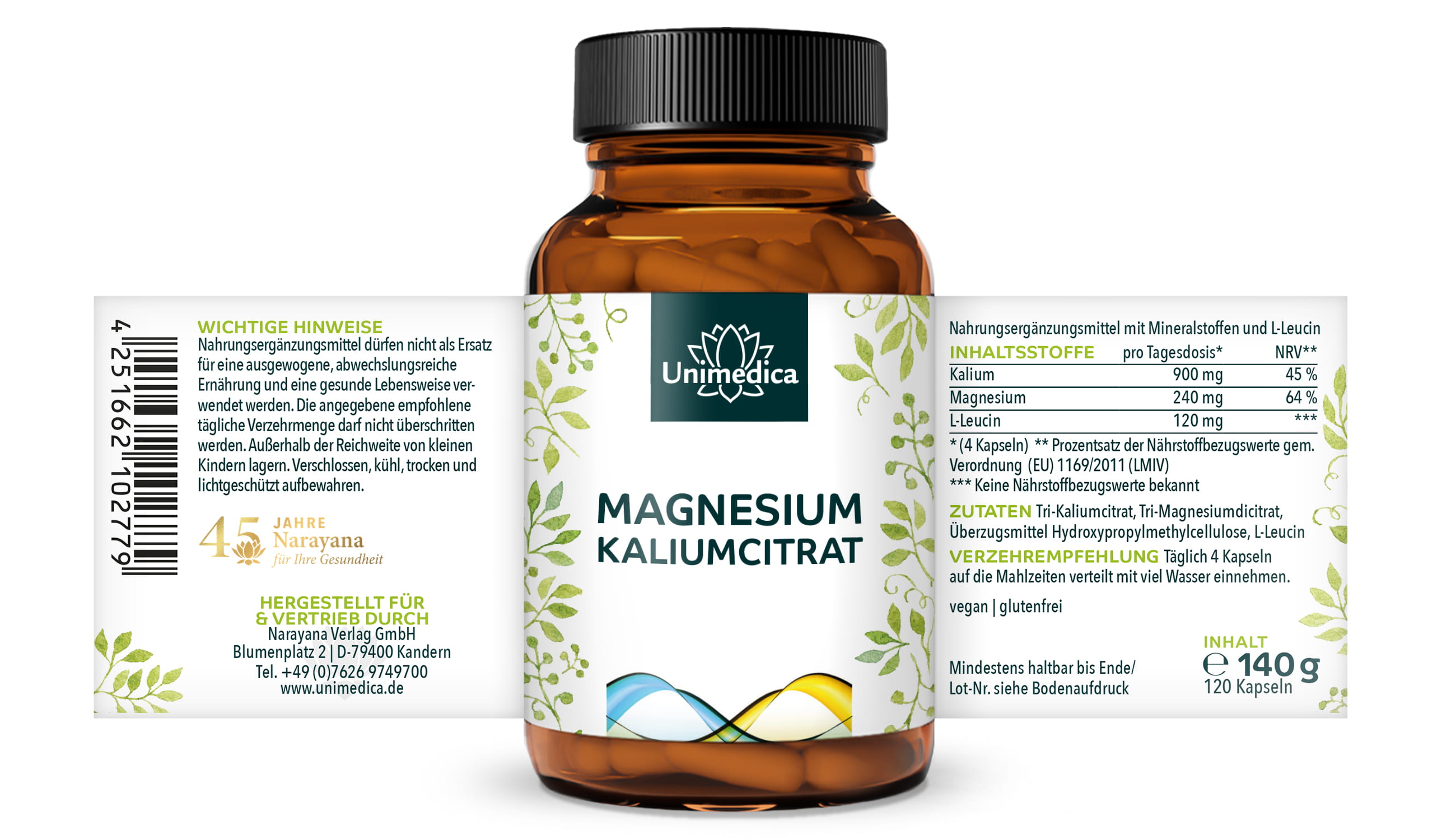 Magnesium potassium citrate - 120 capsules - from Unimedica