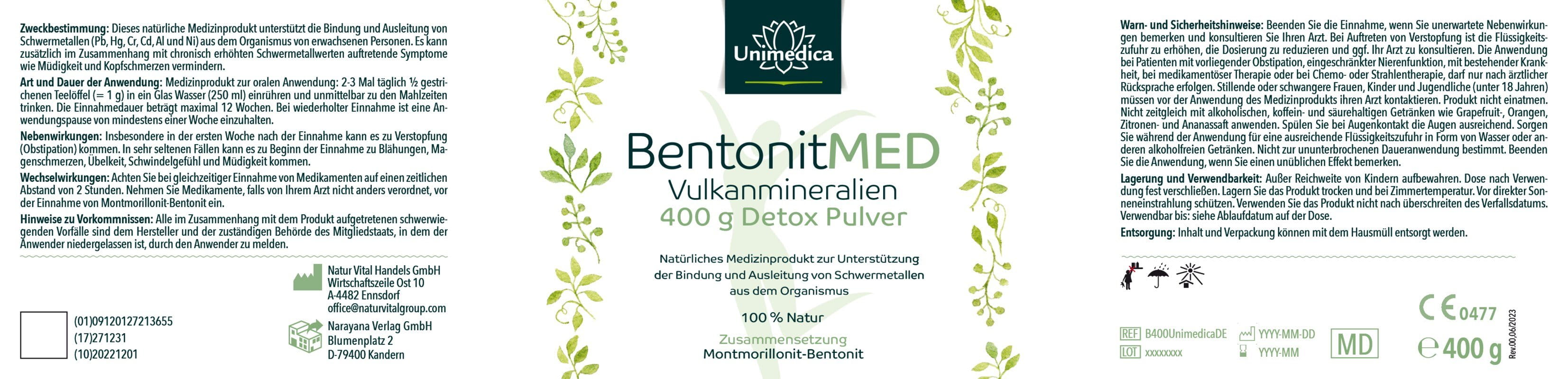 Bentonit Med® Detox Pulver - 400 g - von Unimedica