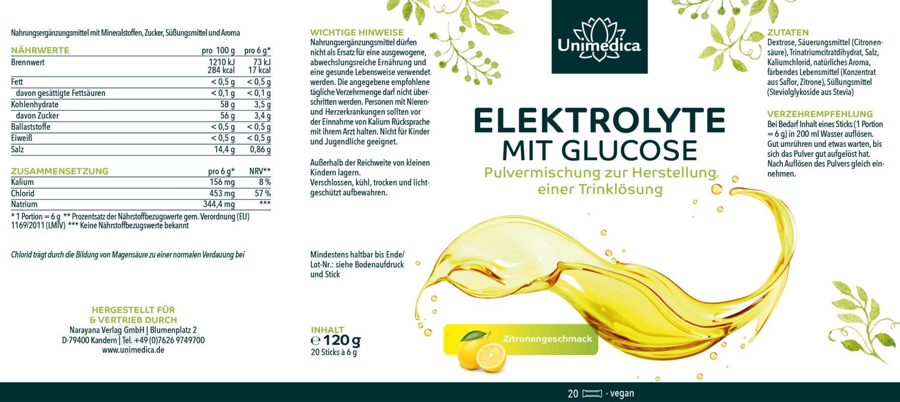 Elektrolyte mit Glucose - mit Chlorid - von Unimedica