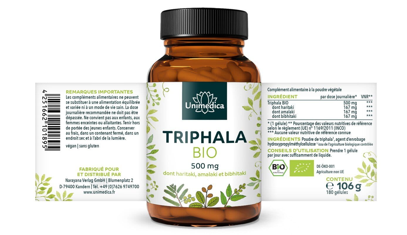 Triphala Bio - 500 mg - 180 gélules - Unimedica