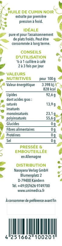 Huile de de nigelle (cumin noir) - 250 ml - Unimedica