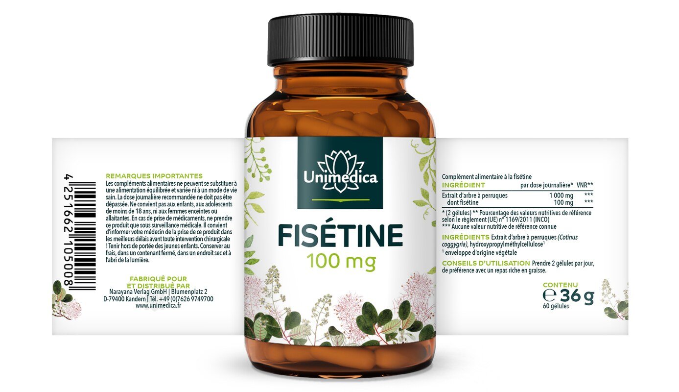 Fisétine - 100 mg par dose journalière (2 gélules) - 60 gélules - par Unimedica